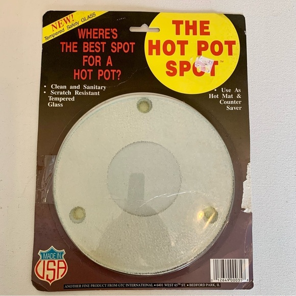 Vintage Round Glass Cutting Board Trivet Clear Textured Tempered 7" Rubber Feet - Picture 8 of 8